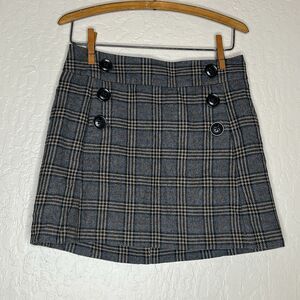 Gap Gray Plaid Academia Schoolgirl Sailor Buttons Wool Skirt Women’s Size 1
